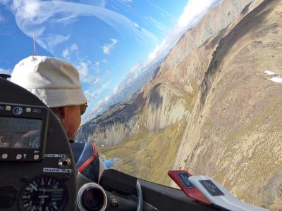 滑翔机, 山脉, 视图, 驾驶舱, 飞行员, 景观, 一个极端