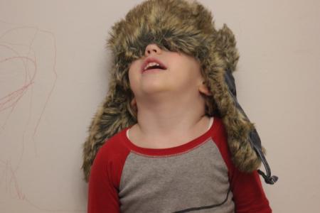 儿童, 三-year-old, 帽子 uszatka