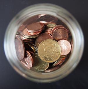 硬币, 松散的变化, 钱, 占, 存钱罐, 保存, 欧元