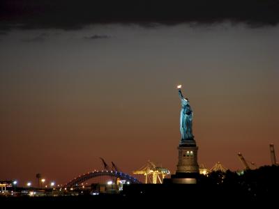 晚上, 灯, 具有里程碑意义, 纽约, 美国, 纪念碑, dom
