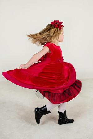 小女孩, 运行, 红色的裙子, 快乐, 儿童, 女孩, 小