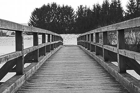 桥梁, 这座木桥, 转型期, 穿越, 黑色和白色