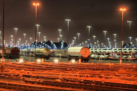 货站, 网格, 铁路, 夜间图像, 晚上张照片, 火车, 跟踪