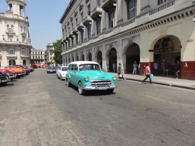 古巴, 哈瓦那, old-timer, 蓝色, 海绿色, 街道, 道路