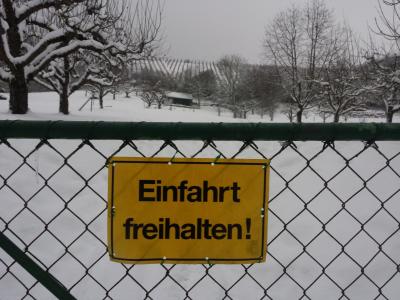 雪, 栅栏, 德国, 关闭, 门, 标志, 不准停车