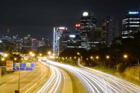 北悉尼, 澳大利亚, 方式, 海港大桥, 晚上, 交通, 灯