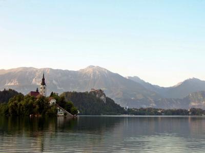 布莱德湖, 教堂, 岛屿, karawanken, 斯洛文尼亚, 阿尔卑斯山徒步旅行, 徒步旅行