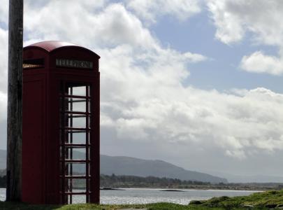 电话亭, 电话, 红色, 苏格兰, 苏格兰, 景观, 美丽
