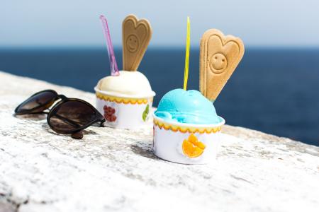 蓝精灵冰淇淋, 甜点, 多彩, 美味, 蓝色, 光明, 冻结