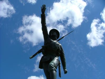 布里奇诺斯, 纪念, 士兵, 天空, 铁皮帽, 雕像