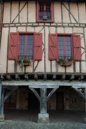 法国, mirepoix, 半灰泥的房子, 拱廊, 法国南部