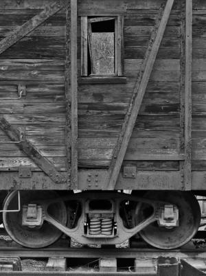 铁路, 铁路, 火车, 汽车, 黑色和白色, 框, 曲目
