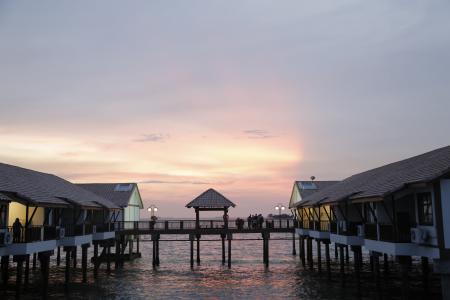 申, 日落, 马六甲, 马来西亚, 晚上, 码头, 海