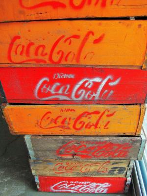 木箱, 框, 可口可乐, 容器, 木材, 画, 红色