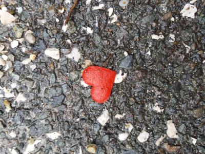 心, 爱, 街道, 雨, 红色, 自然