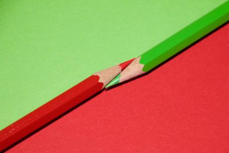 彩色铅笔, 颜色, 大, 红色, 绿色, 铅笔, 木材-材料