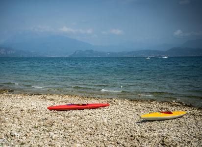加尔达湖, 意大利, 海滩, 皮艇, 旅行, 蓝色, 水