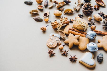 各种, 饼干, 坚果, 圣诞节, 装饰, 艺术, 饰品