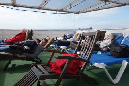 船甲板, 邮轮, 甲板上的椅子, 甲板上, 船舶, 睡眠, 海