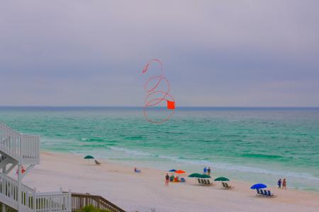 海滩, 放风筝, 红色, 飞行, 红色的风筝, 漩涡风筝, 夏季