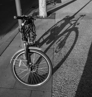 阴影, 自行车, 街道, 城市