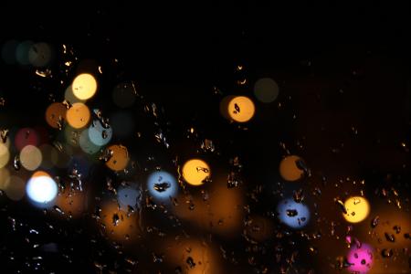 散景, 下降, 雨, 玻璃, 黑暗