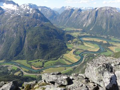 山, 自然, 山谷, 河, 挪威, 从上面