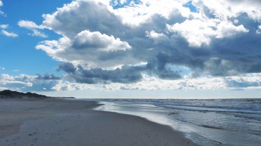 北海, 沙子, 天空, 沙滩, 美丽的海滩, 海, 云计算