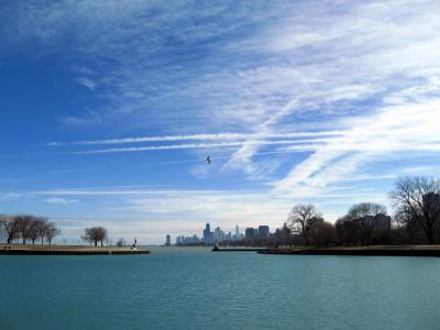 化学制剂, 天空, 蓝色, 凝结尾迹, 芝加哥, 云彩, 水