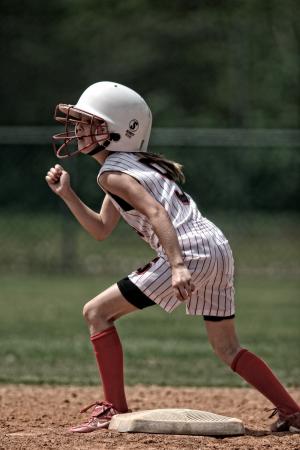 垒球, 赛跑者, 女孩, 基地, 体育, 田径, 青年