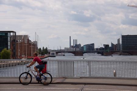 knippelsbro, 桥梁, amager, 克里斯蒂安, 哥本哈根, 丹麦, 自行车