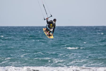 kitesurfer, 风筝冲浪, kiters, 风筝冲浪, 在, 海, 天空