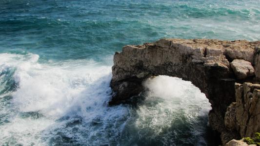 自然的拱门, 波, 粉碎, 泡沫, 喷雾, 自然, 海