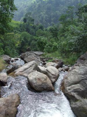 尼泊尔, 安纳布尔纳, 徒步旅行, 岩石, 石头, 水, 河