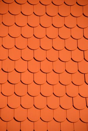 屋面, 平铺, 红色, 墙上, 砖, 墙窗, 橙色