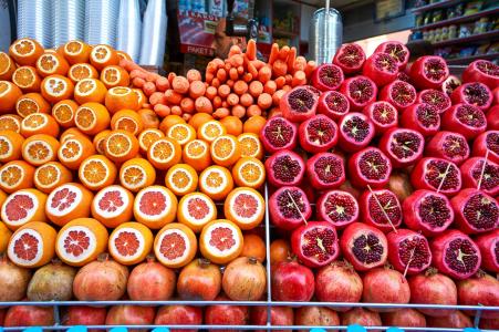 橙色, 石榴, 水果, 红色, 酸奶, 市场, 伊斯坦堡