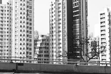 基础设施, 摩天大楼, 香港, 中国, 屋顶, 脚手架, 公寓
