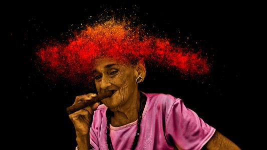 女人, 古巴, 雪茄, 吸烟, 哈瓦那, 肖像, 人