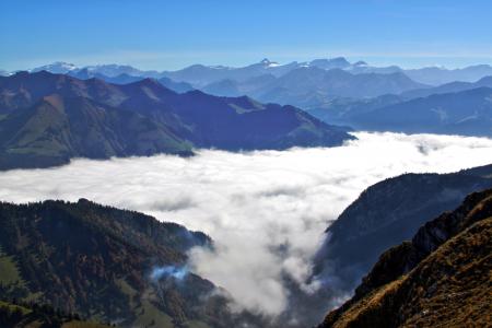 freiburger, 瑞士, 雾, 神秘, 景观, 天空, 云彩