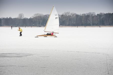冰游艇, 湖, 冻结, 滑冰, 冬天的雪, 体育