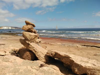 海滩, 哥斯达黎加, 海, 波, 石头, 金字塔, 组成