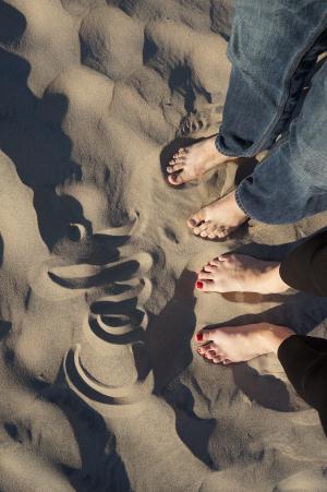 加利福尼亚州, 海滩, 双脚, 男子, 女人, 沙子, 人