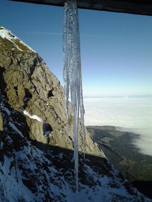 冰柱, 冰, 冬天, 山脉, 海雾的, 深雾