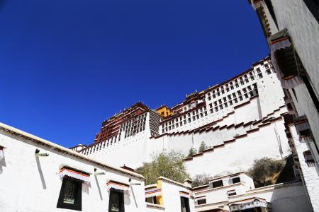 西藏, 拉萨, 布达拉宫, 蓝蓝的天空, 雄伟, 的庄严, 佛教