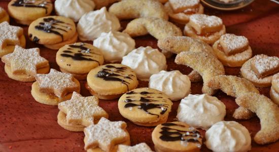 饼干, 圣诞饼干, 圆锥形, 新月, vanillekipferl, 饼干, 烘烤