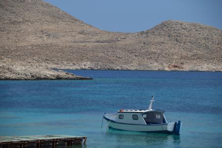 chalki, 湾, 小船, 希腊, 岛屿, 海, 水