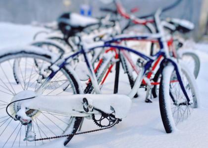 自行车, 冬天, 雪, 感冒