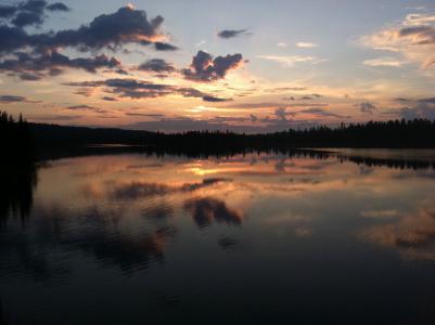 日落, 芬兰, 湖, 天空, 反思, 美丽, 景观