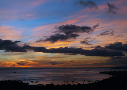 日落, 夏威夷, 度假, 天堂, 岛屿, 海景房, 水