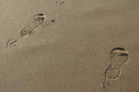 脚步声, 足迹, 一步, 沙子, 步行, 赤脚, 海滩